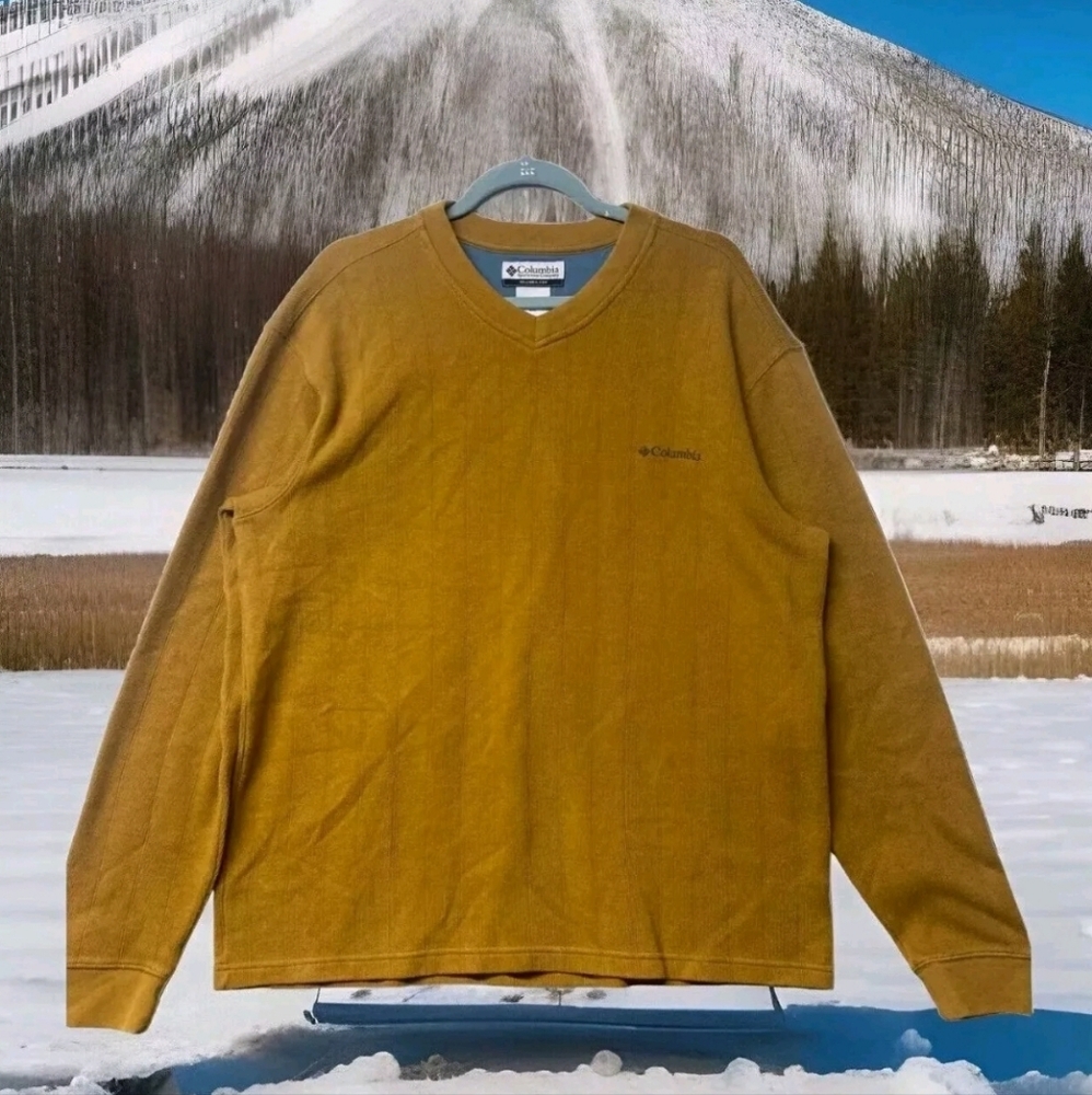 Columbia Mens XL Ribbed Knit V-Neck Sweater Pullover Casual Preppy Sportswear